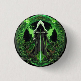 grimmiges Sensenmann-Emblem in grün6 Button