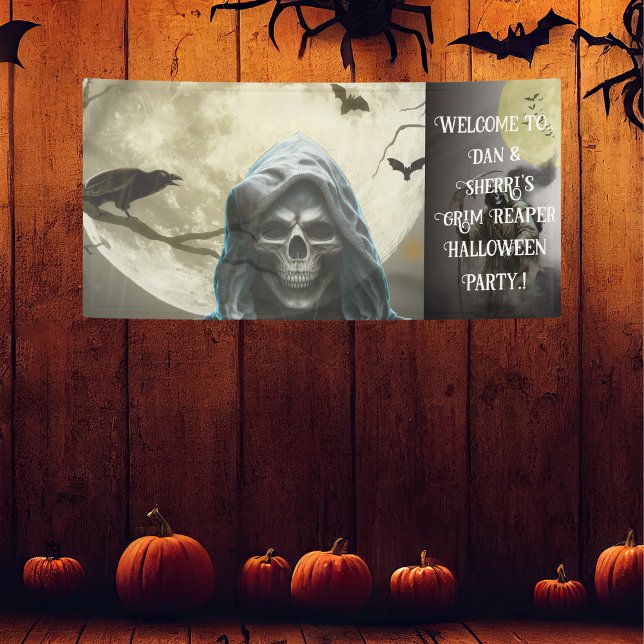 Grimmiges Sensenmann Halloween-Party Banner (Grim Reaper Halloween Party Banner)