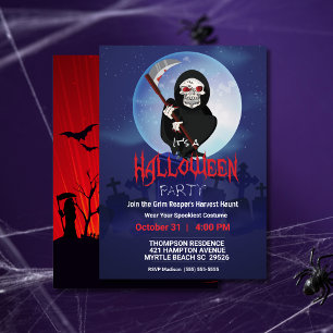 Grimmiges Sensenmann Haunting Halloween-Party Einladung