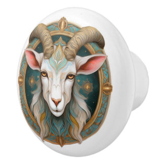Grimmloch Goat Emblem Fantasy RPG Keramikknauf