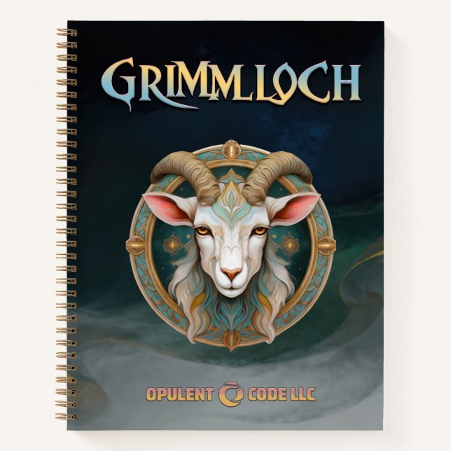 Grimmloch-Ziegen-Emblem Fantasy-RPG Notizbuch (Vorderseite)