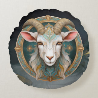 Grimmloch-Ziegen-Emblem Fantasy-RPG Rundes Kissen