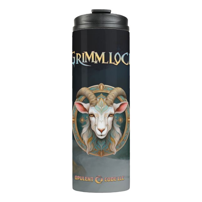 Grimmloch-Ziegen-Emblem Fantasy-RPG Thermosbecher (Vorderseite)