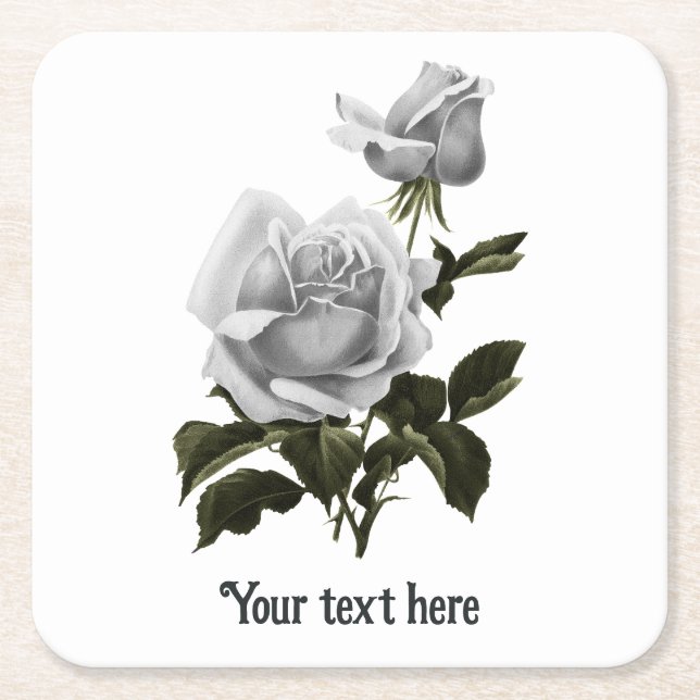 Grimoire White Rose Rechteckiger Pappuntersetzer (Vorderseite)