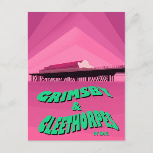 Grimsby & Cleethorpes pier travel poster Postkarte