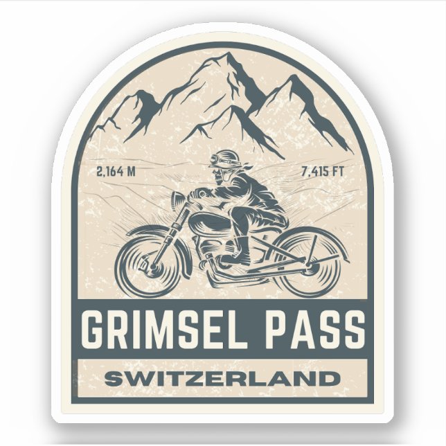 Grimsel-Pass - Schweizer Alpen - Motorradtour Aufkleber (Vorderseite)