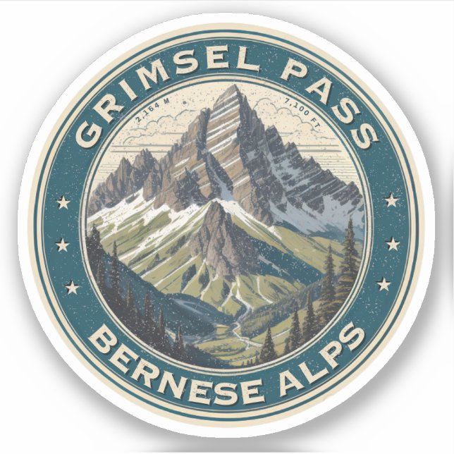 Grimselpass: Schweizer Wanderwege Alpenstrasse Aufkleber (Vorderseite)