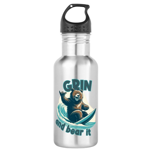 Grin and Bear Edelstahlflasche (Vorderseite)