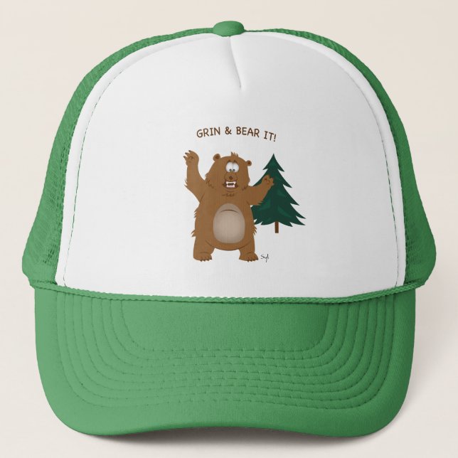 Grin & Bear It Trucker Hat Truckerkappe (Vorderseite)