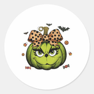 Grinc Pumpkin Coquette Pumpkin Halloween Spooky Se Runder Aufkleber