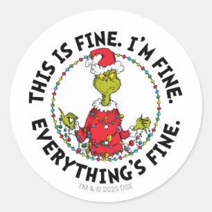 Grinch   Alles ist in Ordnung Runder Aufkleber