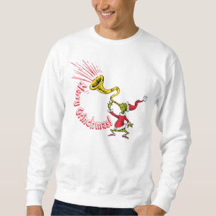 Grinch bläst das fröhliche Grinchmas-Horn Sweatshirt