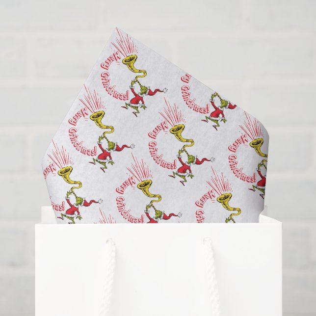 Grinch Blowing the Merry Grinchmas Horn Seidenpapier (Geschenktüte)