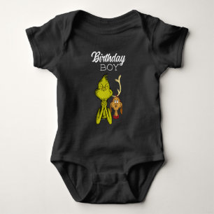 Grinch Chalkboard Birthday Boy Baby Strampler
