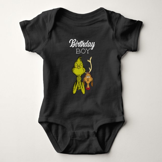 Grinch Chalkboard Birthday Boy Baby Strampler (Vorderseite)