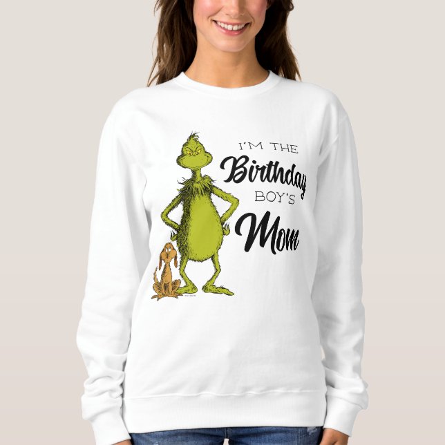 Grinch Chalkboard Birthday Boy's Mama Sweatshirt (Vorderseite)