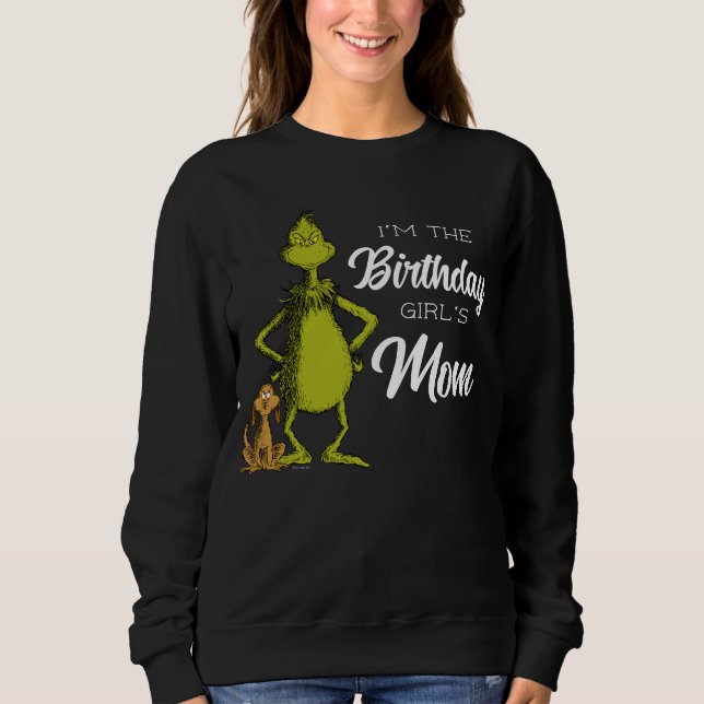 Grinch Chalkboard Birthday Girl's Mama Sweatshirt (Vorderseite)