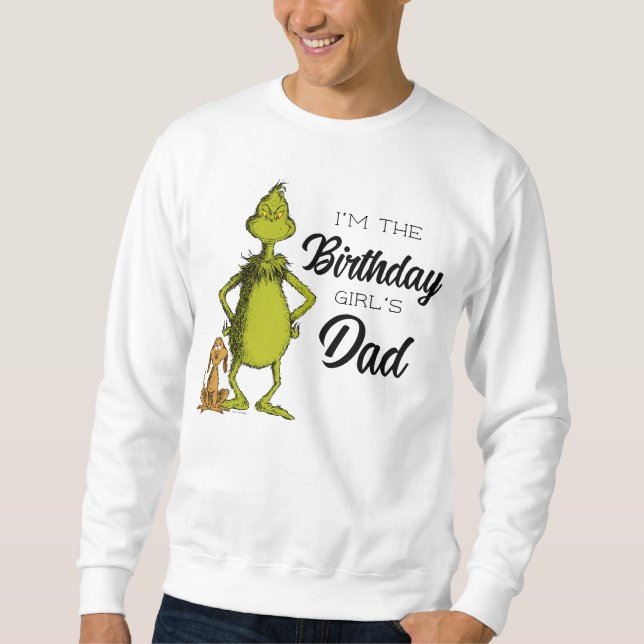 Grinch Chalkboard Birthday Girl's Vater Sweatshirt (Vorderseite)