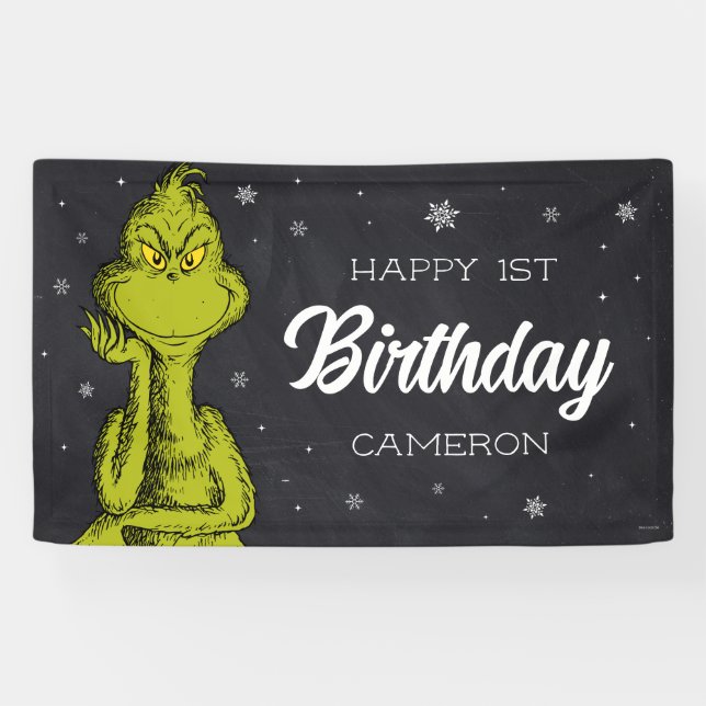 Grinch Chalkboard Geburtstag Banner (Horizontal)