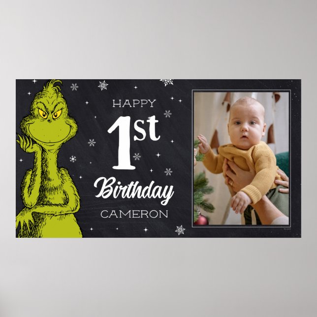 Grinch Chalkboard Geburtstag Poster (Vorne)