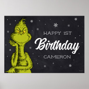 Grinch Chalkboard Geburtstag Poster