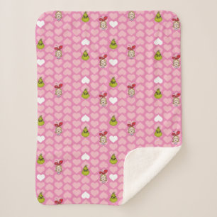 Grinch & Cindy-Lou Rosa Herz Muster Sherpadecke