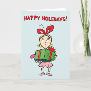 Grinch Cindy-Lou Who - Geschenk haltend Feiertagskarte