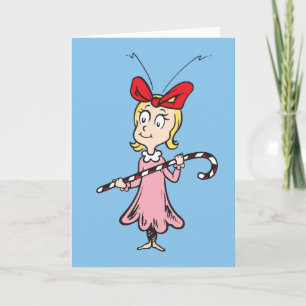 Grinch   Cindy-Lou Who - Hält einen Zuckerstock Feiertagskarte