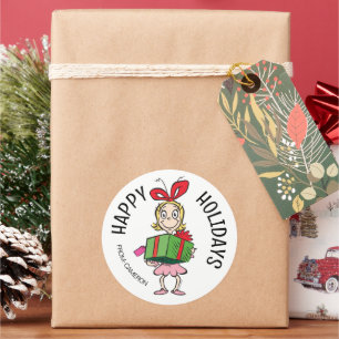 Grinch Cindy-Lou Who Weihnachtsgeschenk-Anhäng Runder Aufkleber