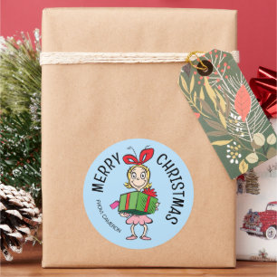 Grinch Cindy-Lou Who Weihnachtsgeschenk-Anhäng Runder Aufkleber