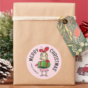 Grinch   Cindy-Lou Who   Weihnachtsgeschenkanhänge Runder Aufkleber