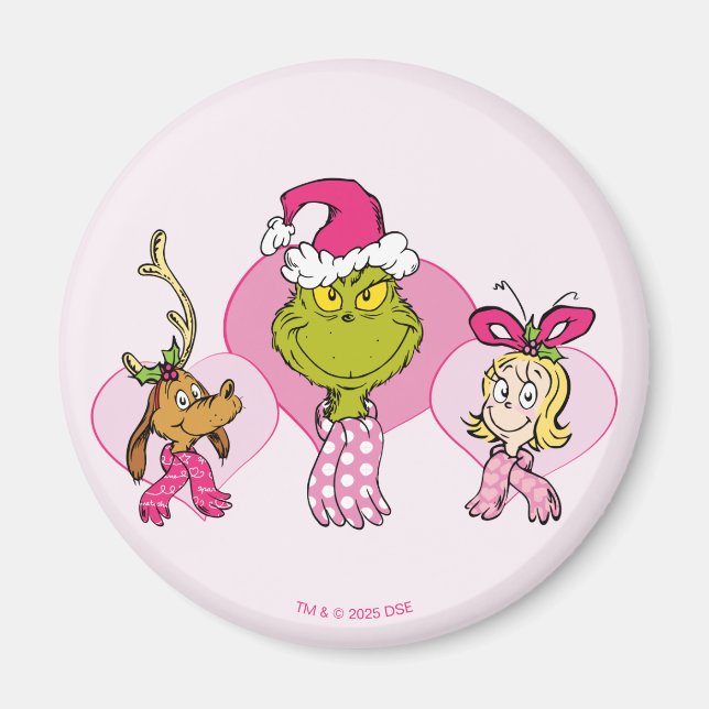 Grinch Crew in Pink Valentine's Portrait Magnet (Vorne)