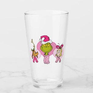 Grinch-Crew in rosa Valentinsporträt Glas