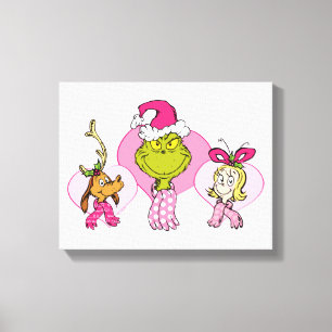 Grinch-Crew in rosa Valentinsporträt Leinwanddruck