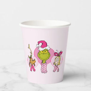 Grinch-Crew in Rosa Valentinsporträt Pappbecher