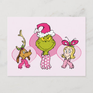 Grinch-Crew in rosa Valentinsporträt Postkarte