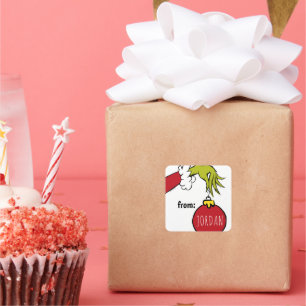 Grinch Étiquette de cadeau de Noël d'anniversair