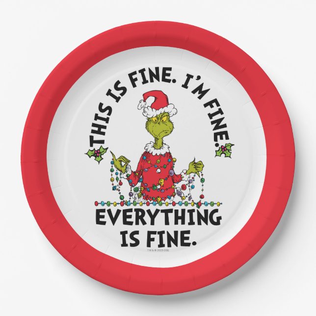 Grinch | Everything is Fine Pappteller (Vorderseite)