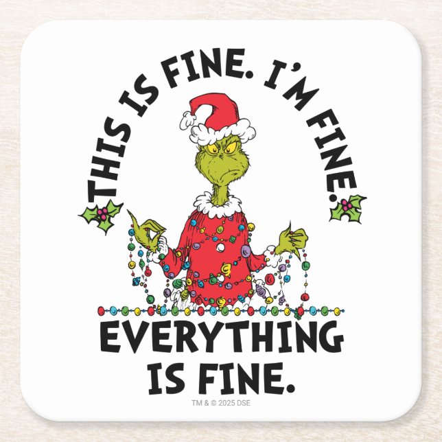 Grinch | Everything is Fine Rechteckiger Pappuntersetzer (Vorderseite)