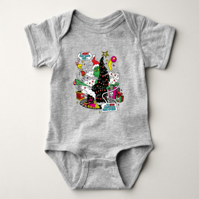 Grinch farbenfrohe Weihnachtsgrafik Baby Strampler (Vorderseite)