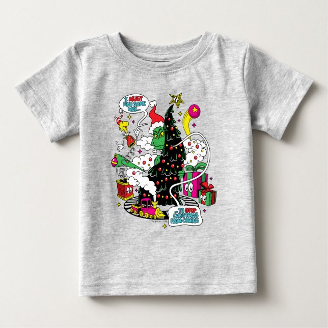 Grinch farbenfrohe Weihnachtsgrafik Baby T-shirt (Vorderseite)