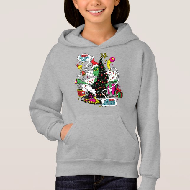 Grinch farbenfrohe Weihnachtsgrafik Hoodie (Vorderseite)