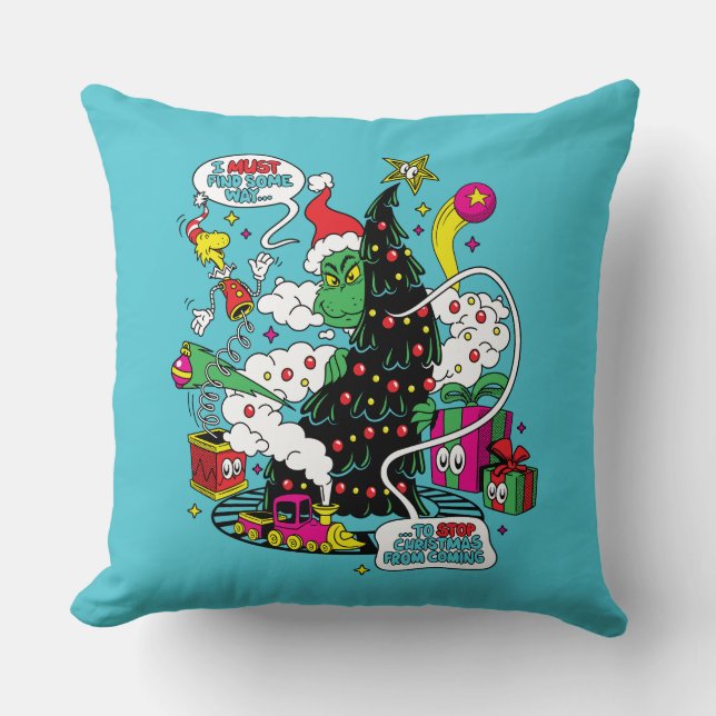 Grinch farbenfrohe Weihnachtsgrafik Kissen (Vorderseite)