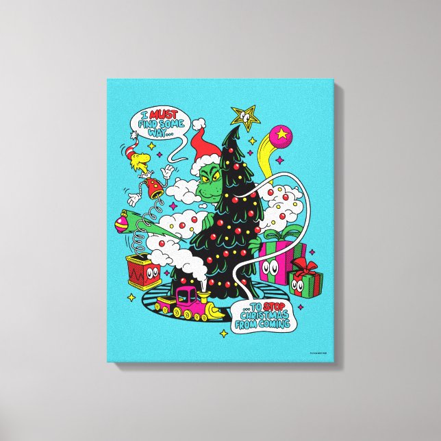 Grinch farbenfrohe Weihnachtsgrafik Leinwanddruck (Vorderseite)