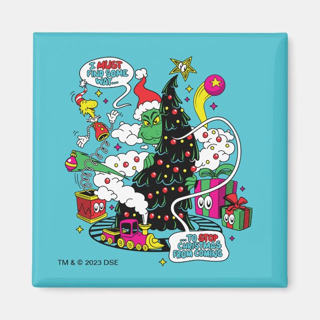 Grinch farbenfrohe Weihnachtsgrafik Magnet (Vorne)