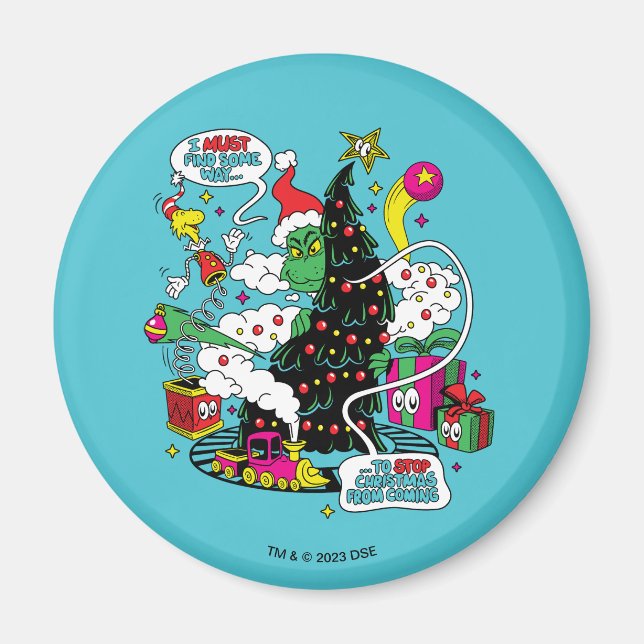 Grinch farbenfrohe Weihnachtsgrafik Magnet (Vorne)