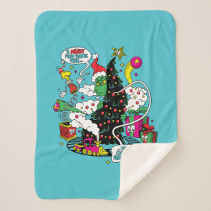 Grinch farbenfrohe Weihnachtsgrafik Sherpadecke