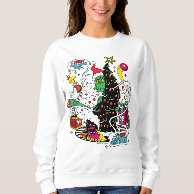 Grinch farbenfrohe Weihnachtsgrafik Sweatshirt (Vorderseite)