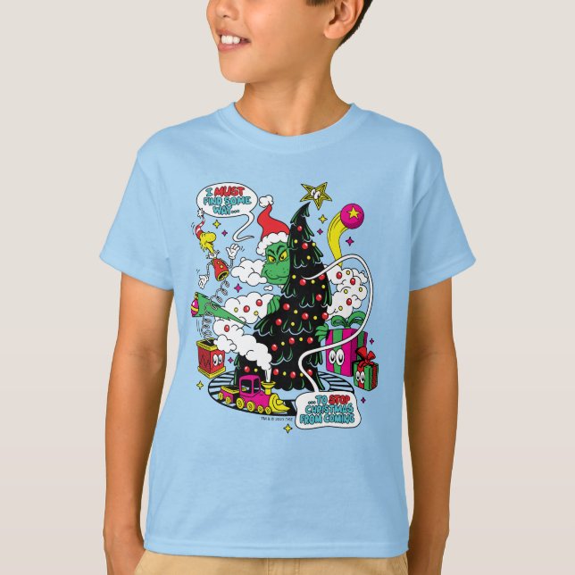 Grinch farbenfrohe Weihnachtsgrafik T-Shirt (Vorderseite)