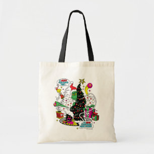 Grinch farbenfrohe Weihnachtsgrafik Tragetasche